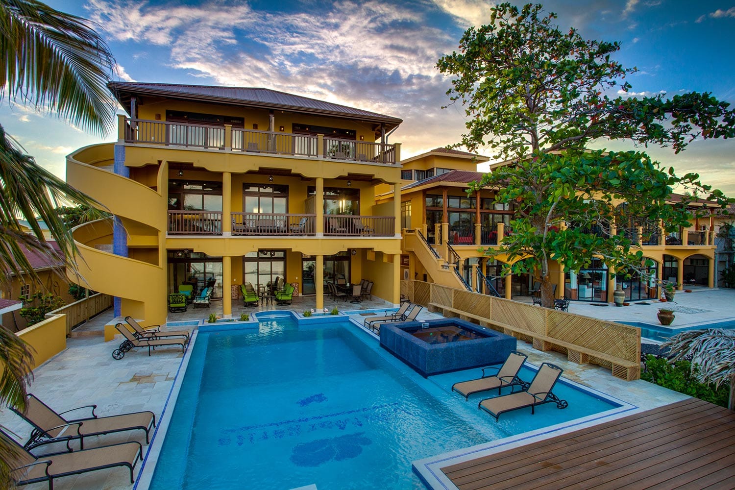 Front exterior of Villa Margarita featuring a private pool and hot tub at The Resort at Almond Beach, Hopkins Village, Stann Creek District, Southern Belize